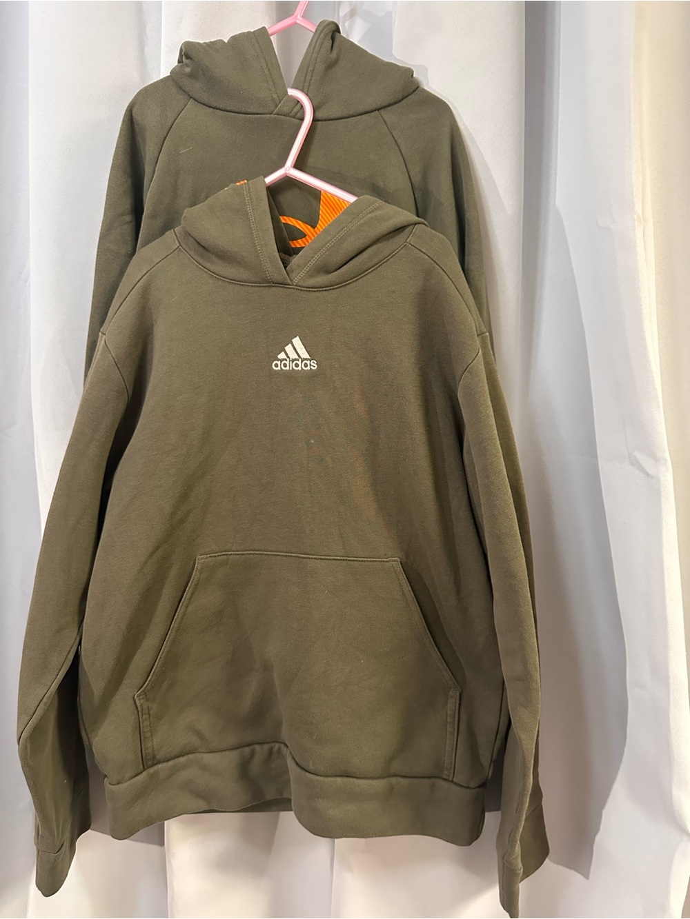 adidas & Body Armor Olive Green Hooded V-Neck Sweater with Logo